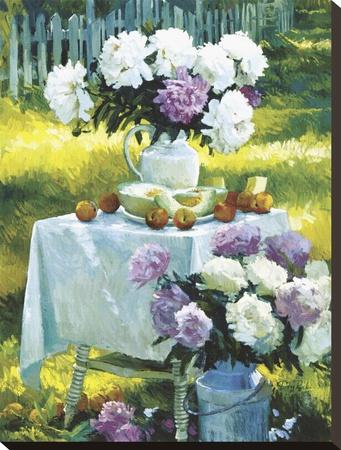 Foto Reproducción en lienzo de la lámina Peonies & Cantaloupe de Don Ricks, 61x46 in. foto 625412