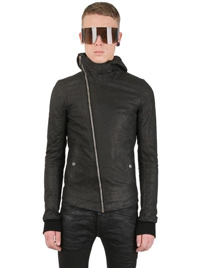 Foto rick owens chaqueta de piel con capucha tipo buzo