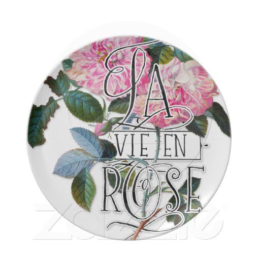 Foto Rosas románticos franceses rosados florales del vi Plato foto 587040