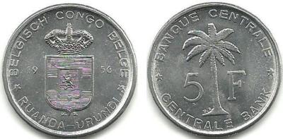 Foto Ruanda-urundi - 5 Francs - 1956-db - 04447 foto 435024