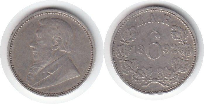 Foto Südafrika 6 Pence 1892 foto 530036