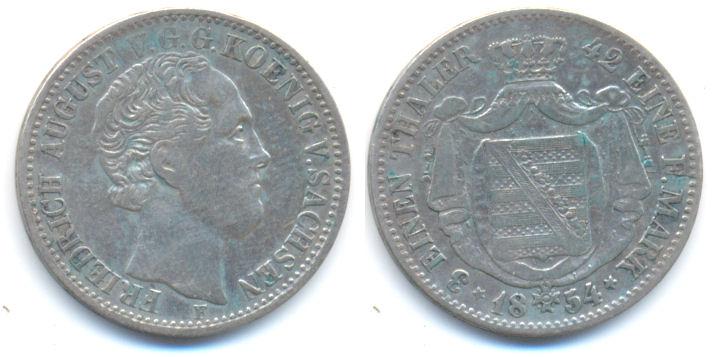 Foto Sachsen: Friedrich August Ii , 1836-1854 1/3 Taler 1854 F foto 525513
