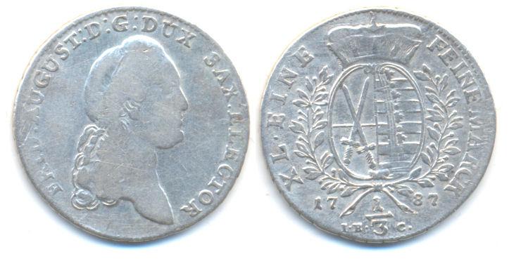 Foto Sachsen: Friedrich August Iii , 1763-1806 1/3 Taler 1787 Iec