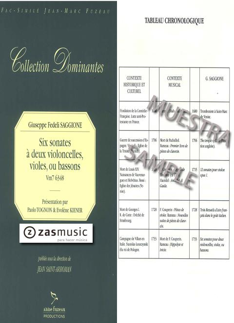 Foto saggione giuseppe fedeli - six sonates à deux violoncelles,