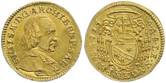 Foto Salzburg, Erzbistum 1/4 Dukat Gold 1755