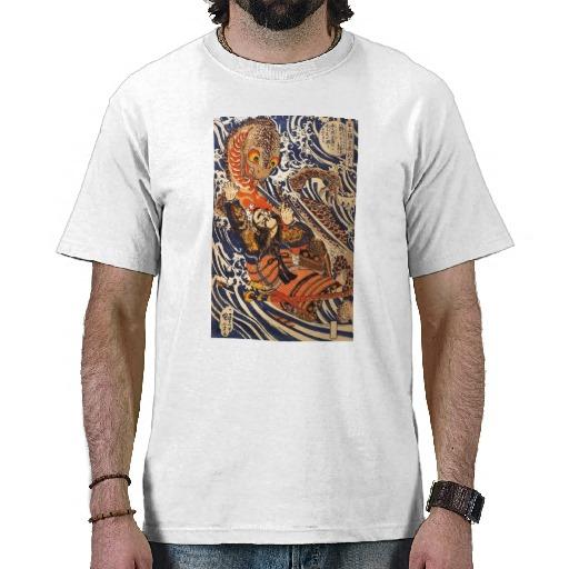 Foto Samurai que lucha el reptil grande, circa 1800's Camisetas foto 409918