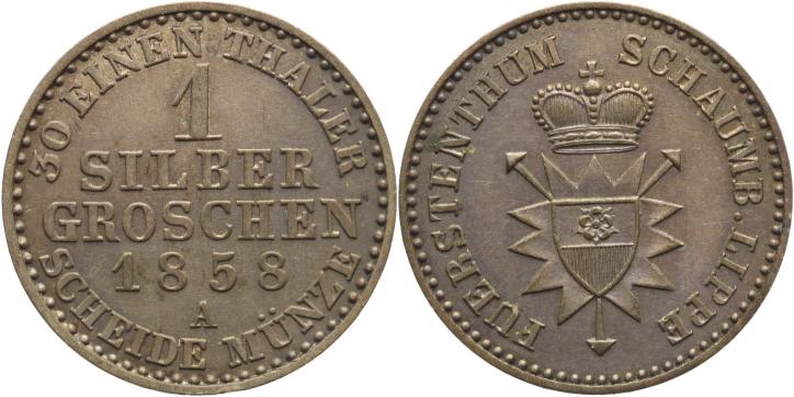 Foto Schaumburg-Lippe Silbergroschen 1858 A