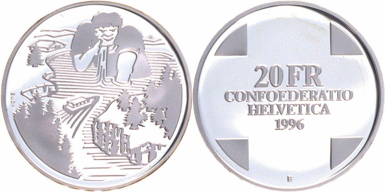 Foto Schweiz 20 Franken Silber 1996