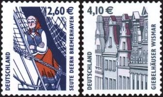 Foto Sello de Alemania 2150-2151 Proa navío y edificios foto 475457