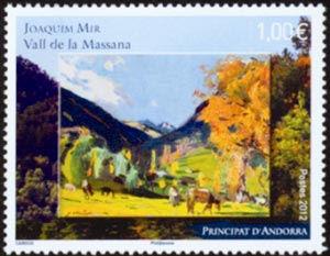 Foto Sello de Andorra francesa 720 Arte. Pintura Valle de la Massana foto 172375