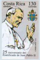 Foto Sello de Costa rica 741 25 Aniv. Pontificado Juan Pablo II
