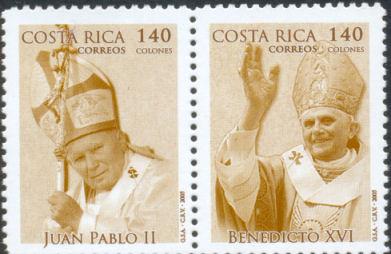 Foto Sello de Costa rica 771-772 Papas Juan Pablo II y Benedicto XVI