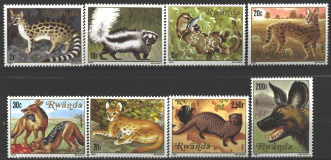 Foto Sello de Ruanda 1000-1007 Mámiferos carniceros