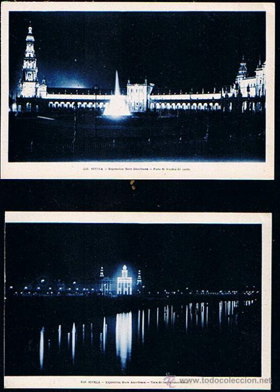 Foto sevilla de noche: lote de 2 postales antiguas, de series azules, foto 44826