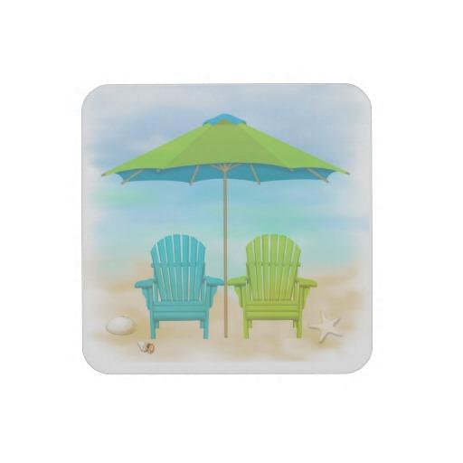 Foto Sillas de playa, paraguas, playa Posavasos De Bebida foto 614980