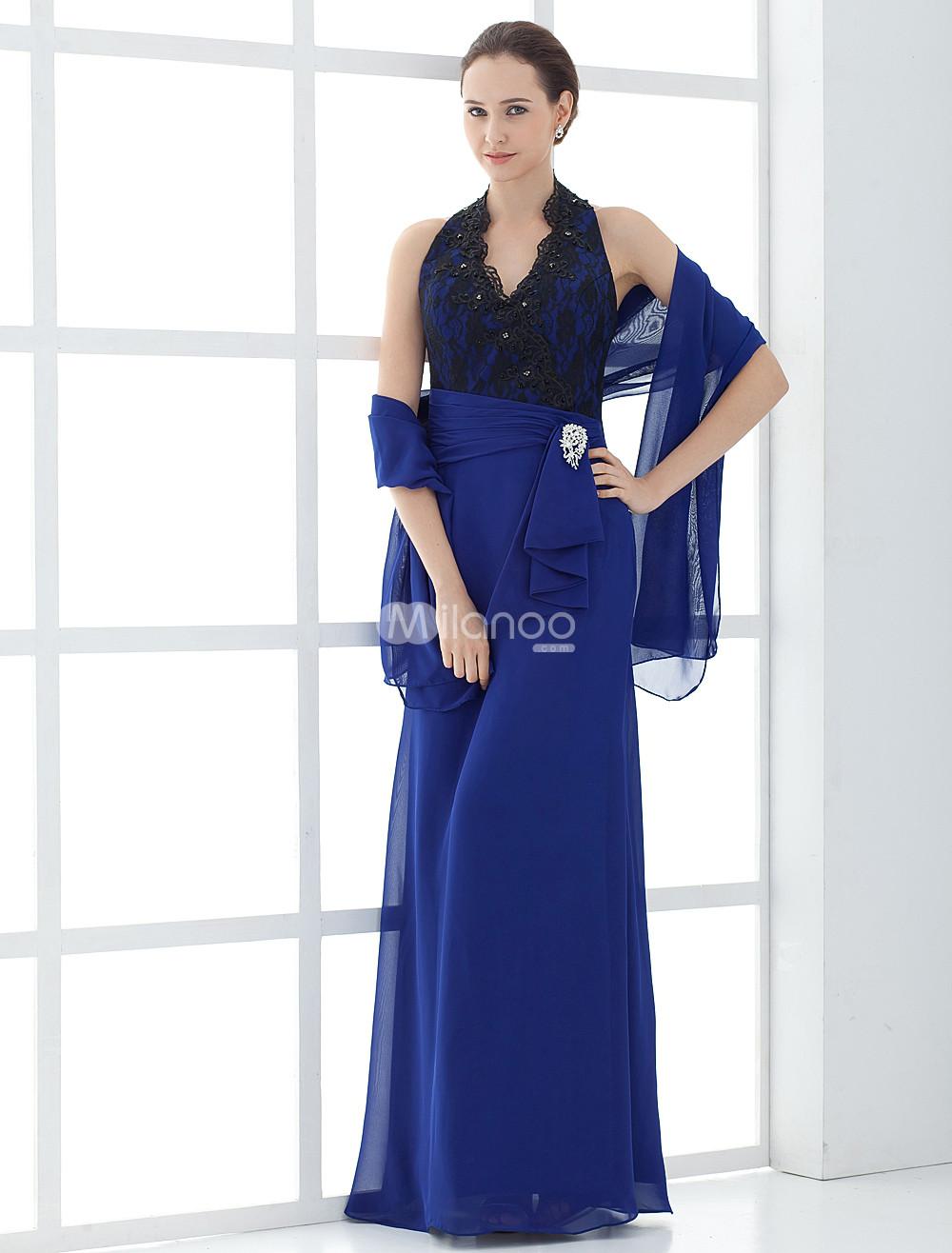 Foto Slim azul encaje Kakis A-Line madre del vestido de novia foto 259421