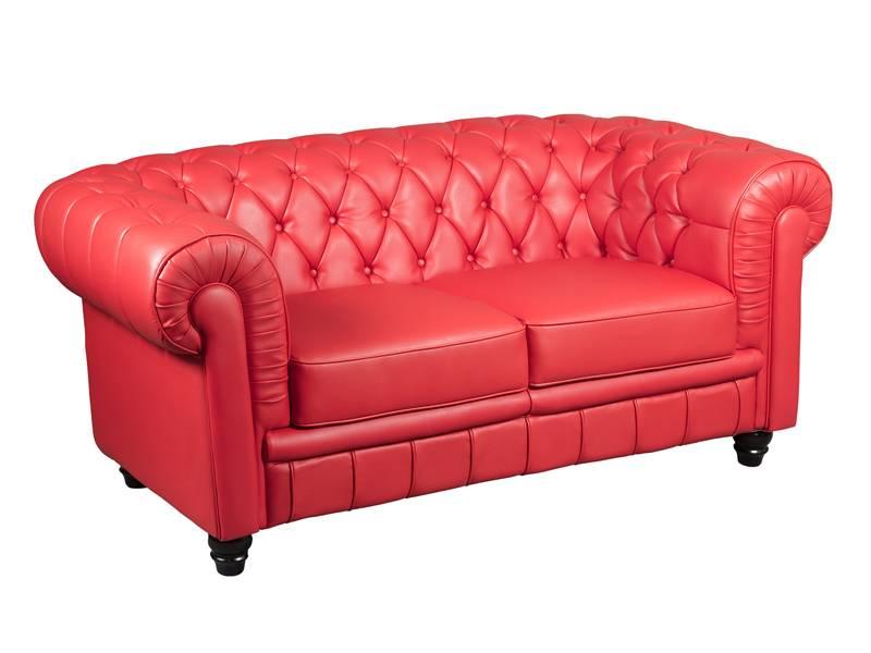 Foto Sofa 2 Plazas Rojo Poli piel Capitone
