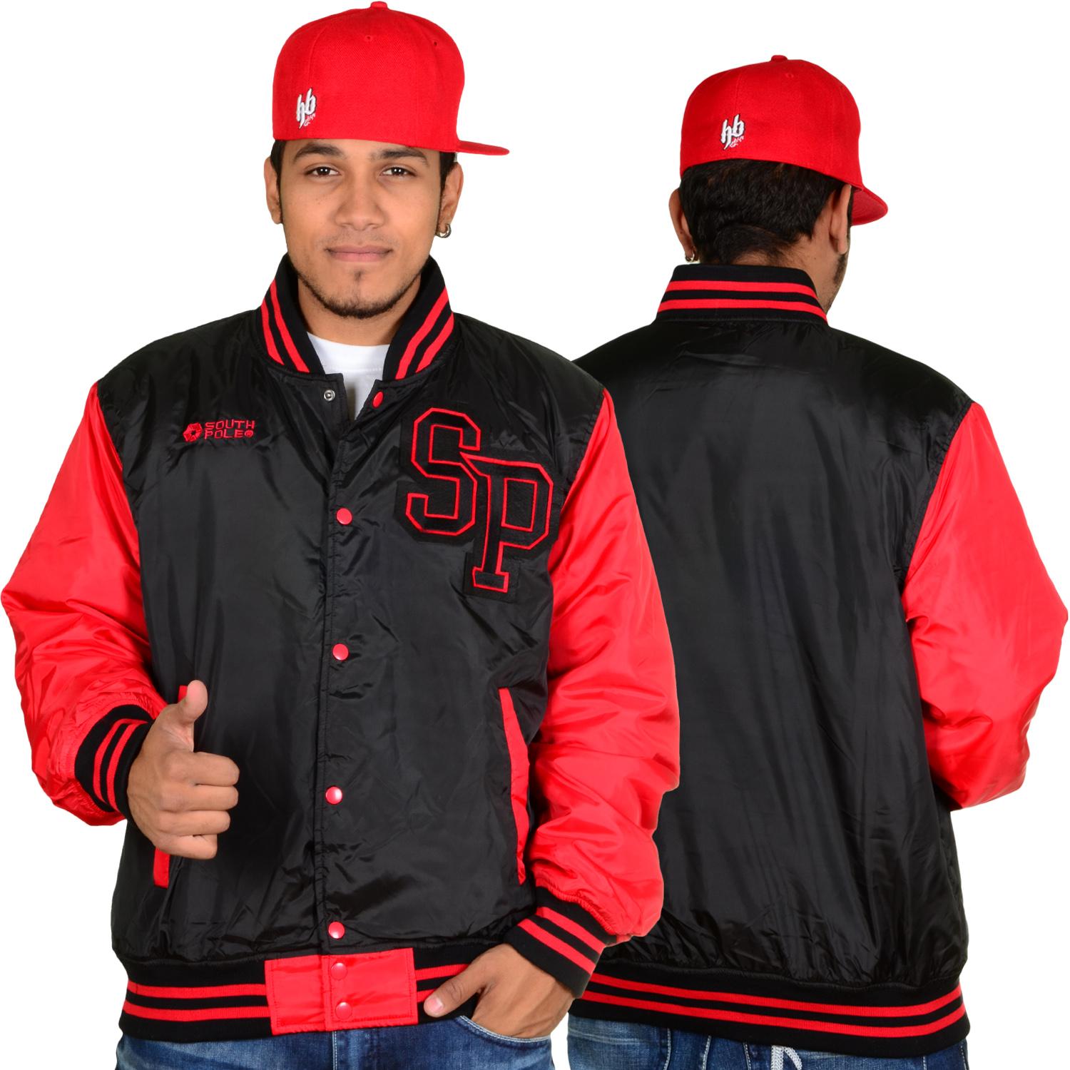Foto Southpole Old School Chaquetas Universitarias Negro Rojo foto 117899
