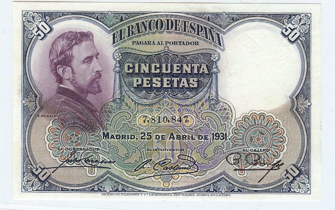 Foto Spain 50 Pesetas 1931 foto 599043