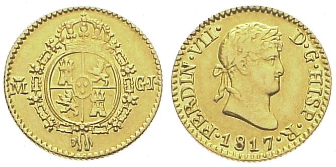 Foto Spanien 1/2 Escudo 1817 Gj foto 169686