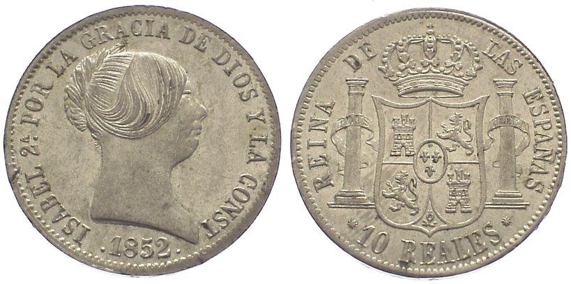 Foto Spanien-Königreich 10 Reales 1852
