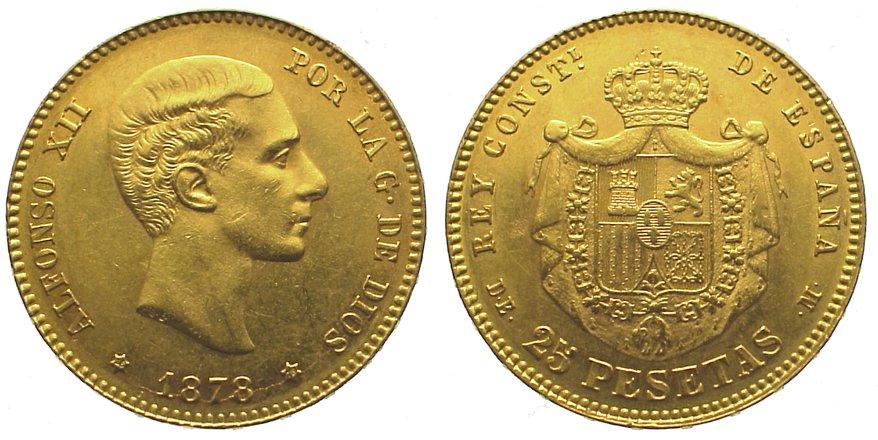 Foto Spanien-Königreich 25 Pesetas Gold 1878