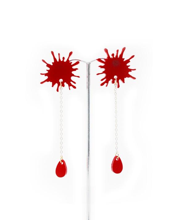 Foto Splash Drop Earrings Red or Black Splat Stud Drip Earring