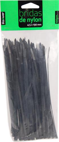 Foto Stauwer bolsa de 100 bridas de nylon 4.5 x 190 mm negras