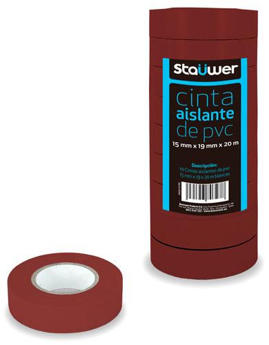 Foto Stauwer pack de 10 cinta aislante de pvc 15mm x19mm x 20m marron foto 472691
