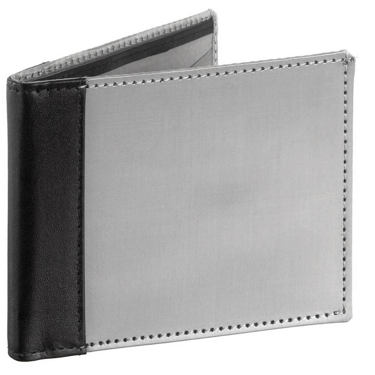 Foto Stewart/Stand Stainless Steel Rubber Edge Bi-fold Wallet - Grey