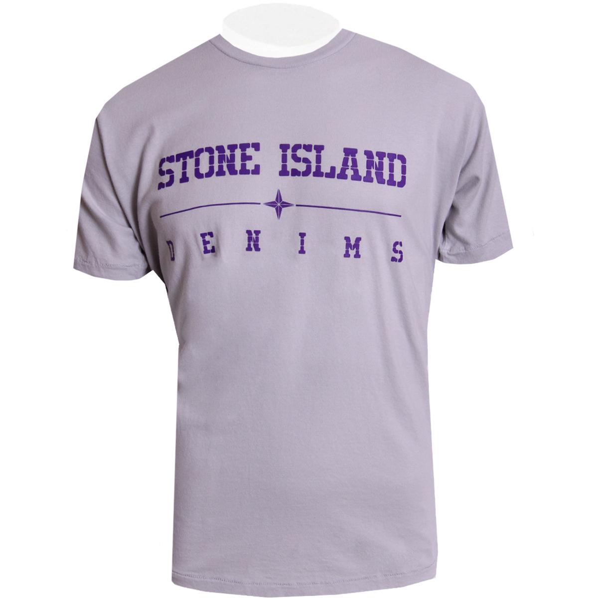 Foto Stone Island Light Grey Cotton Print Round Neck T-Shirt foto 395776