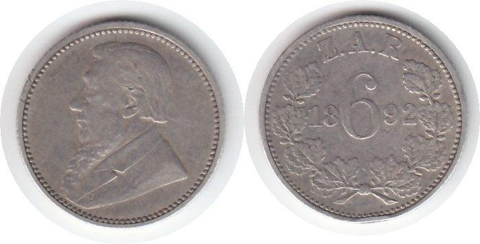 Foto Südafrika 6 Pence 1892
