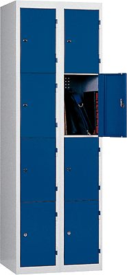 Foto Taquilla adicional Multicase de 4 compartimientos azul con llave