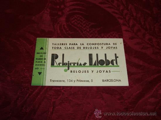 Foto tarjeta factura relojerias llobet,relojes y joyas barcelona 1941 foto 123973