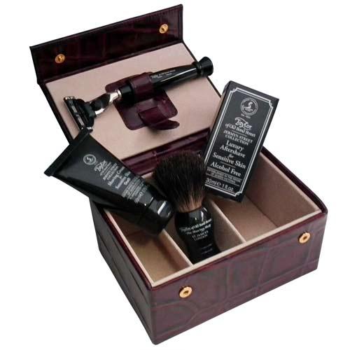 Foto Taylor of Old Bond Street Luxury Brown Leather Gift Set Box