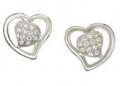 Foto The Real Effect Sterling Silver & Cubic Zirconia Heart Stud Earrings