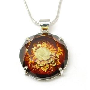 Foto TOC Beadz 925 Silver 3D Rose Hand Crafted Amber Pendant 16/18