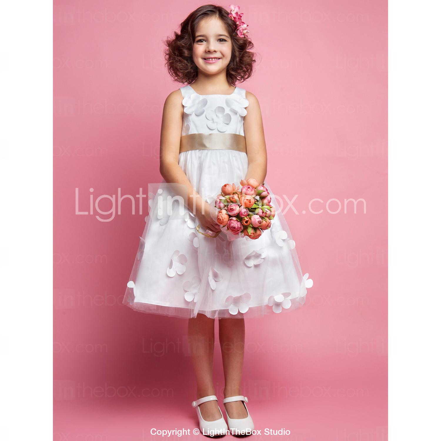 Foto una línea princesa joya tul vestido niña de las flores foto 859819