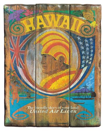 Foto United Air Lines: Hawaii - Wood Panel Sign, c.1960s - Laminas foto 504139