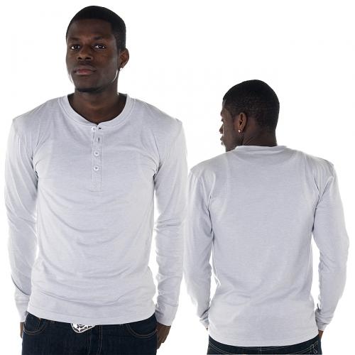 Foto Urban Classics Slim Henley Longsleeve Melange Light Grey foto 331665