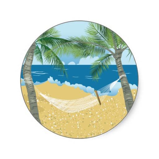 Foto Vacaciones tropicales de la hamaca de la playa del Pegatina Redonda foto 561959