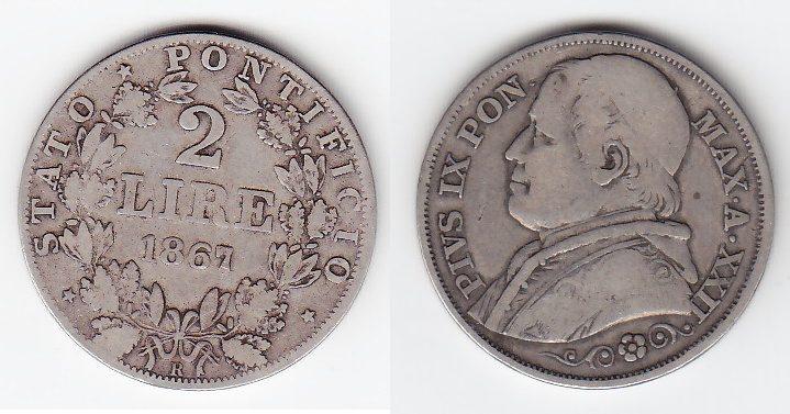 Foto Vatikan 2 Lire Silber 1867 foto 916585