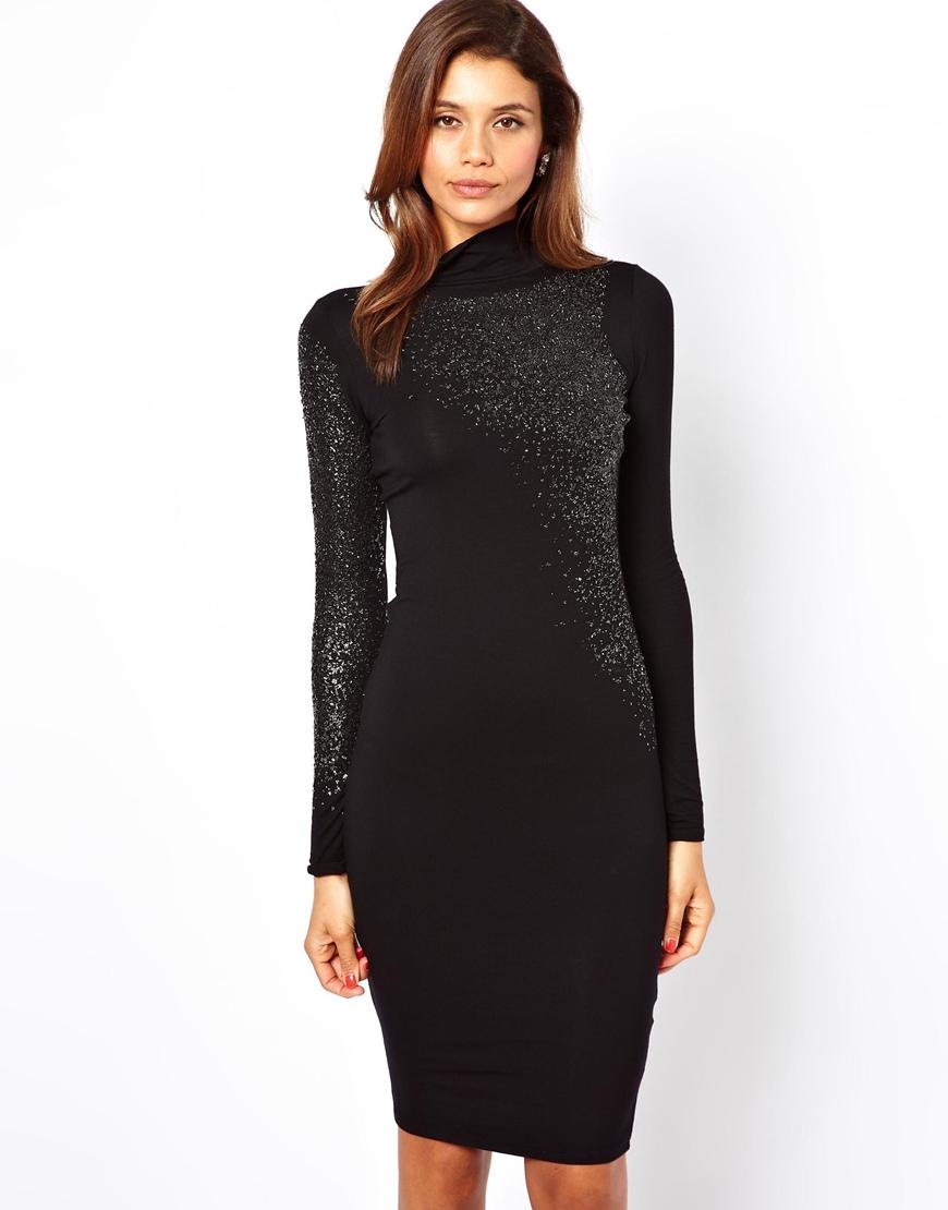 Foto Vestido ajustado con cuentas estilo caviar de ASOS Negro foto 941605