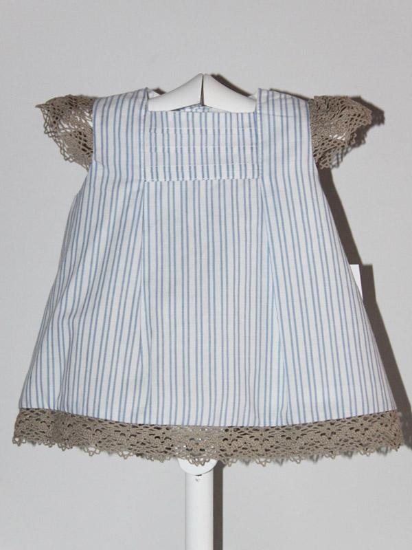 Foto Vestido bebe raya azul y encaje foto 259425