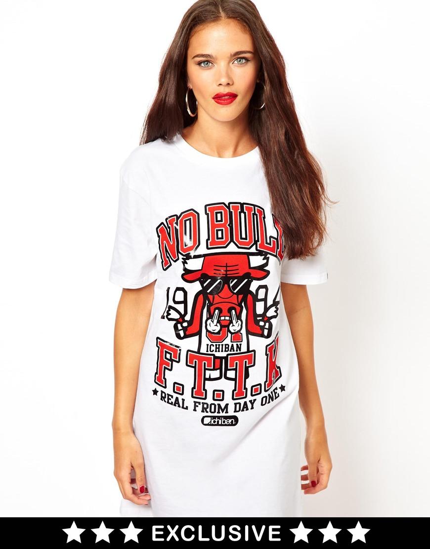 Foto Vestido estilo camiseta No Bull exclusivo para ASOS de Ichiban Blanco foto 816713