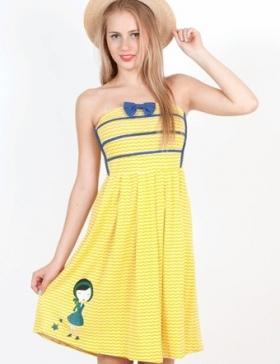 Foto Vestido palabra de honor afrodita pepita de titis clothing