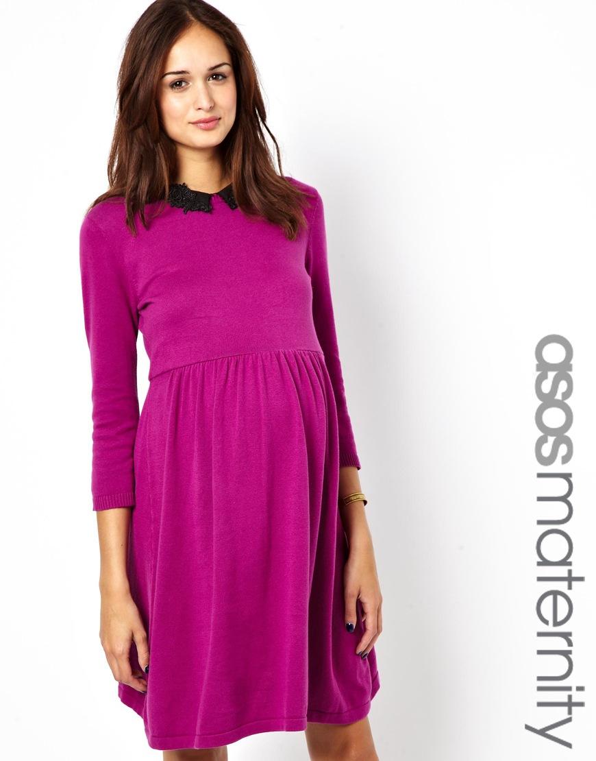 Foto Vestido skater de punto con cuello bebé de ASOS Maternity Rosa foto 955805