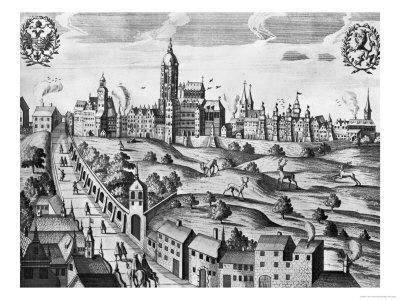 Foto View of Prague Showing the Imperial Palace and the College of Theology, circa 1618 - Laminas foto 453416