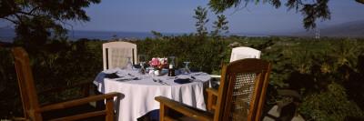 Foto Vinilos decorativos Chairs with Dining Table in a Resort, Lovina Beach, Bali, Indonesia de Panoramic Images, 183x61 in. foto 711561