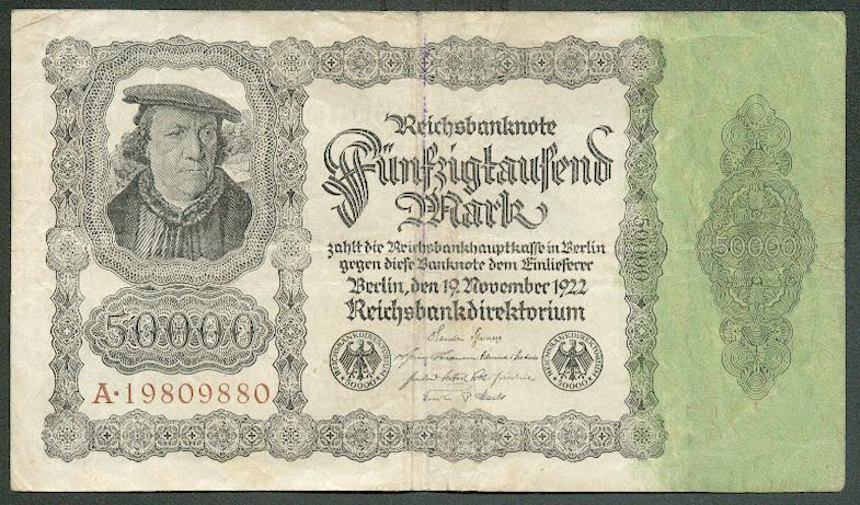 Foto Weimar Inflation 50000 Mark 1922